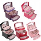 Portable 3 Layers Jewelry Necklace Ring Storage Box Case Lady Gift Home Supplies