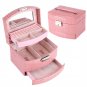 Portable 3 Layers Jewelry Necklace Ring Storage Box Case Lady Gift Home Supplies