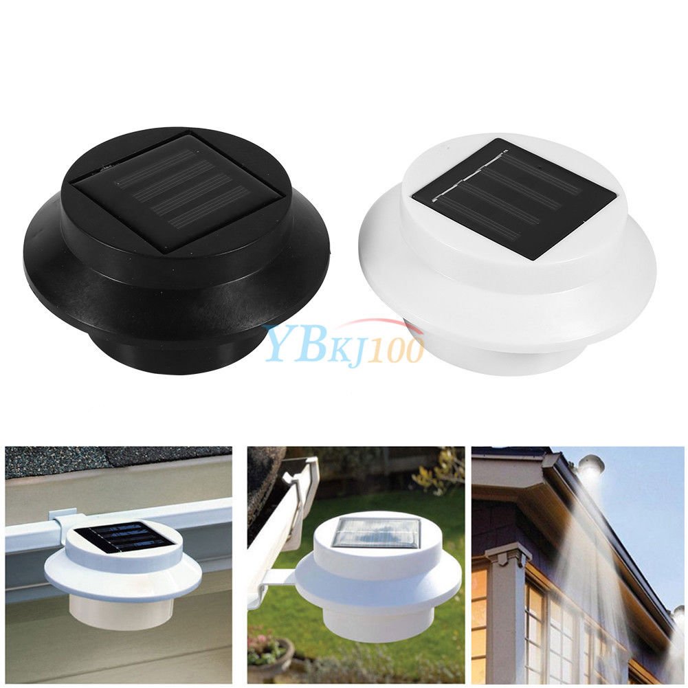 Solar Powered 3LED Fence Gutter Light Outdoor Garden Yard Pathway Waterproof Hot