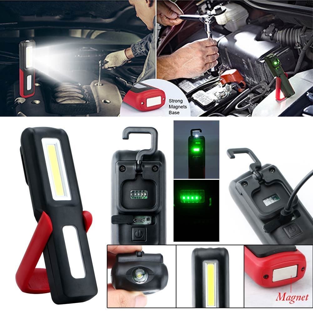 3W COB LED Work Light Lamp USB Rechargeable Magnetic Flashlight Torch with Hook