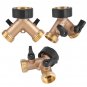 Brass Water Tap Adapter 2 Way Y Shape 3/4 Hose Connector for Garden Irrigation