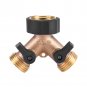 Brass Water Tap Adapter 2 Way Y Shape 3/4 Hose Connector for Garden Irrigation