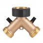 Brass Water Tap Adapter 2 Way Y Shape 3/4 Hose Connector for Garden Irrigation