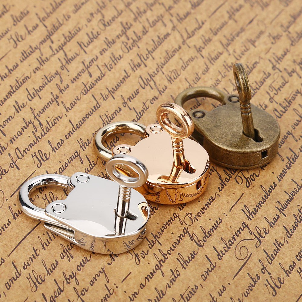 3Pcs Vintage Style Mini Padlocks Key Lock W/Key for Notebook Diary Jewelry coi