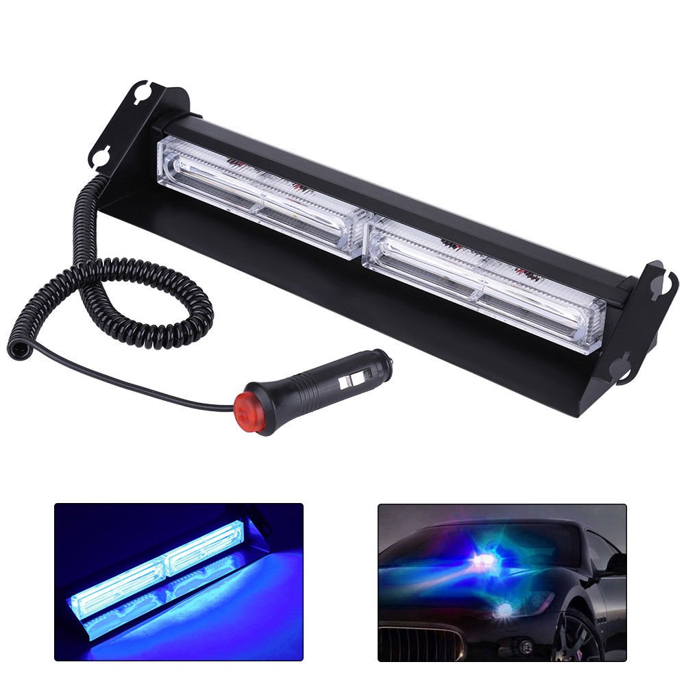 12LED COB Car Strobe Emergency Warning Light Deck Dash Grill Lamp Blue Light 12V