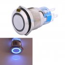 New 12V 19mm Metal Switch Push Power Button Angel Eye Blue LED Light Latching