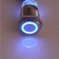 New 12V 19mm Metal Switch Push Power Button Angel Eye Blue LED Light Latching