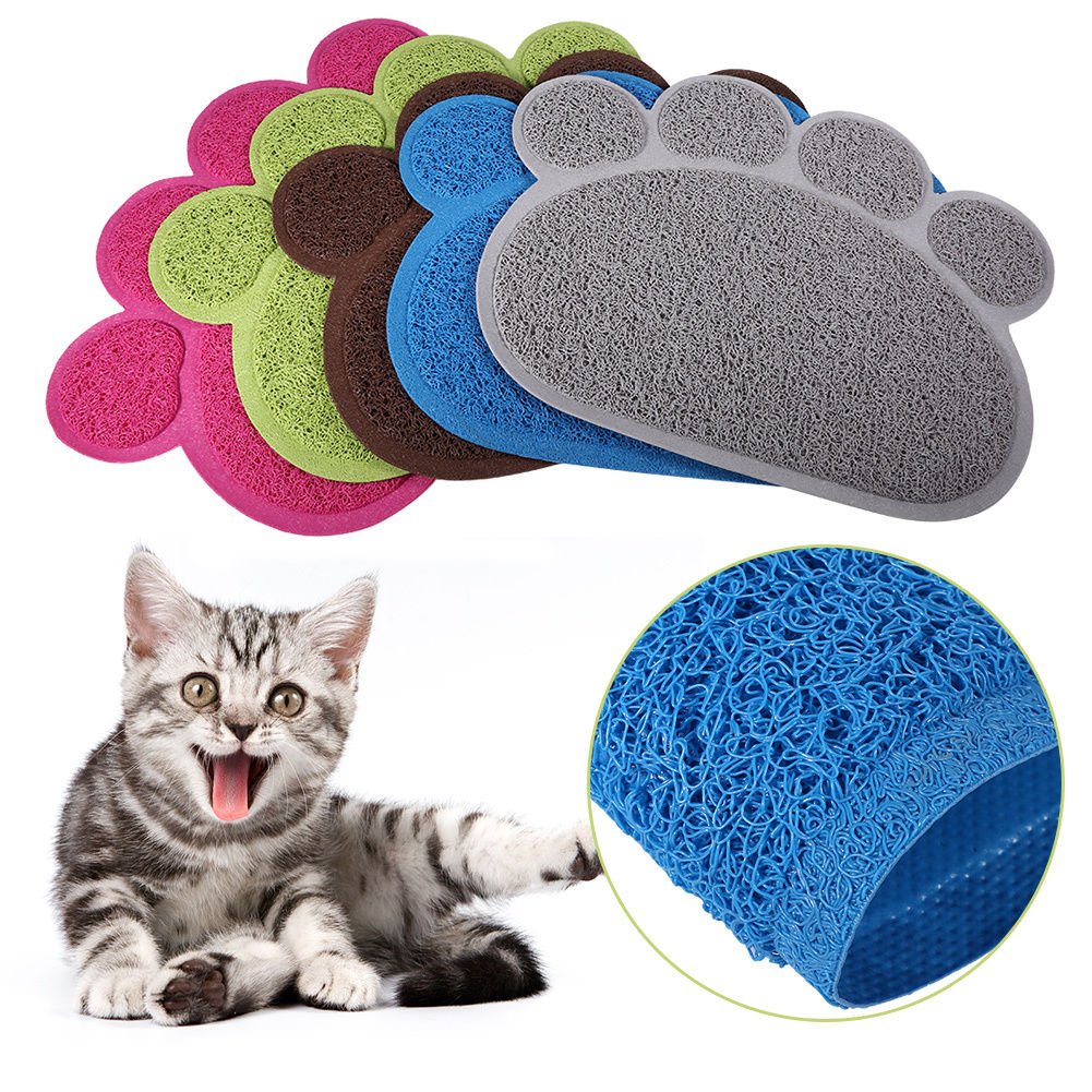 PVC Dog Cat Puppy Paw Shape Placemat Pet Dish Bowl Feeding Food Mat Wipe Clean