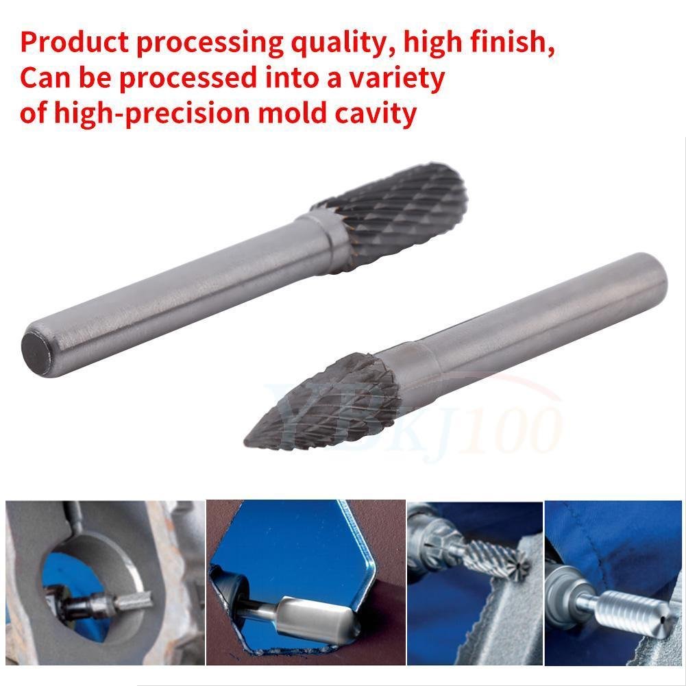 5pc 12mm Double Head Tungsten Rotary Point Burr Die Grinder 6mm Shank Cutter coi