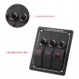3 Gang 12V 24V Rocker Switch Panel Circuit Breakers Auto Car RV Boat Waterproof