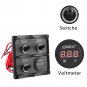 3 Gang 12V 24V LED Waterproof Toggle Switch Panel With Digital Voltmeter