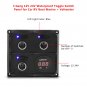 3 Gang 12V 24V LED Waterproof Toggle Switch Panel With Digital Voltmeter