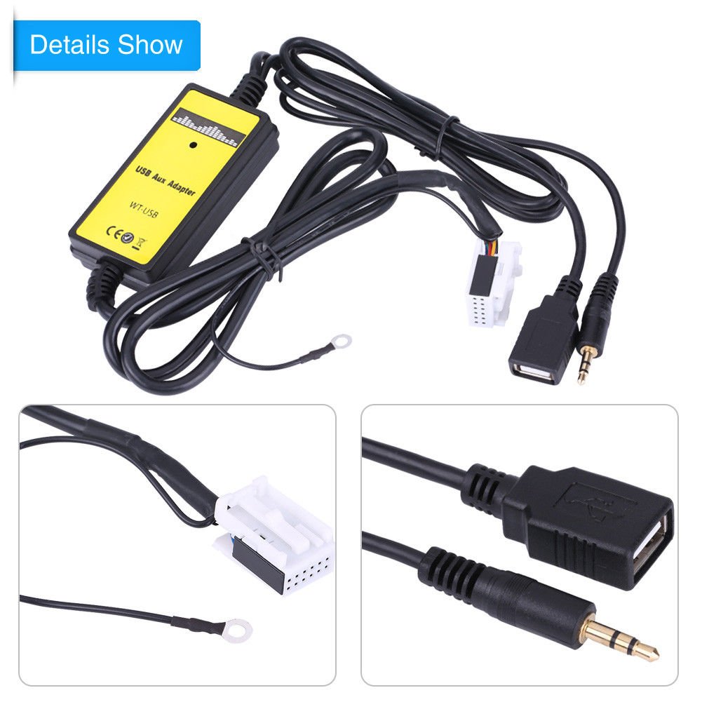 Car USB Aux Adapter MP3 Cable Radio Audio Interface 12V for VW Golf Passat Polo