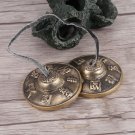 Tibetan Handmade Yoga Meditation Buddhist Finger Bell Chimes Cymbal 2.6" Dia coi