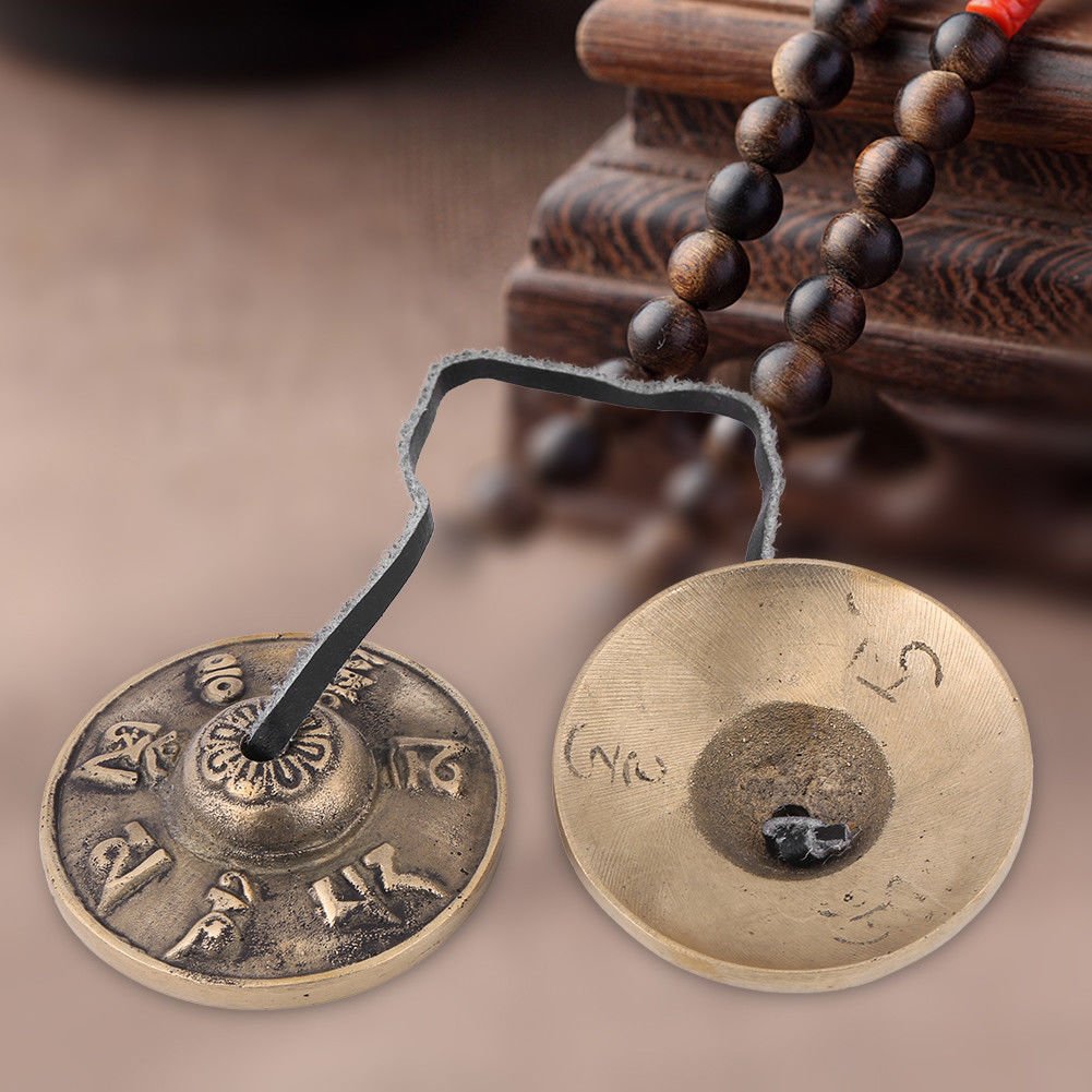 Tibetan Handmade Yoga Meditation Buddhist Finger Bell Chimes Cymbal 2.6