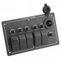 5 Gang 12V 24V Rocker Switch Panel With Cigarette Lighter Socket Car Marine Boat