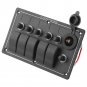 5 Gang 12V 24V Rocker Switch Panel With Cigarette Lighter Socket Car Marine Boat