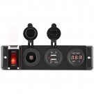 Voltmeter Cigarette Lighter Dual USB Socket Charger Switch Panel Multifunction