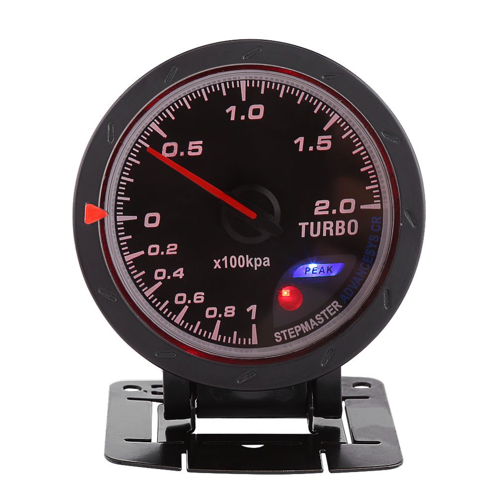 60mm LED Turbo Boost Meter Gauge Kit 0-200Kpa DC 12V For Auto Racing Car Truck