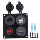 12-24V Car Truck Cigarette Lighter Socket Dual USB Charger Voltmeter with Switch