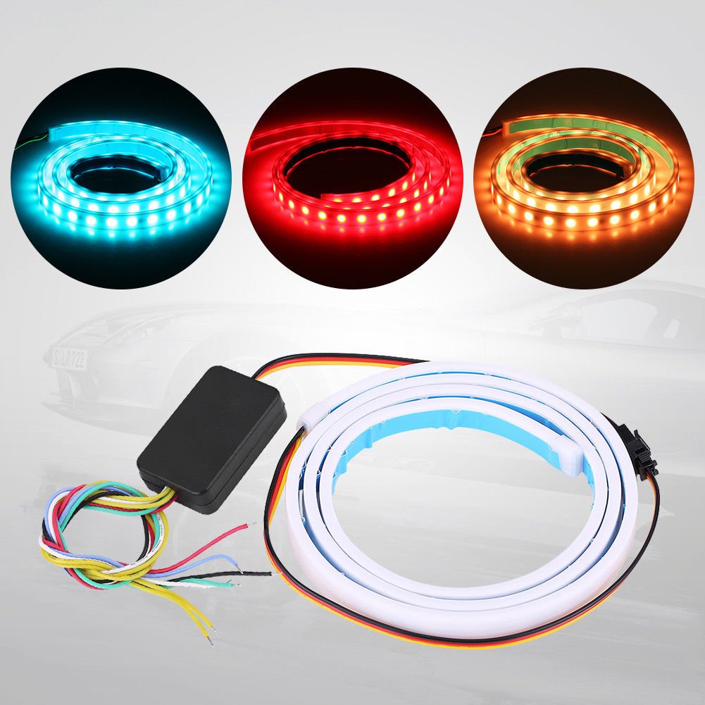 120cm Car Rear Tail Box Dynamic Streamer Brake Turn Signal Flowing LED Strip Bar