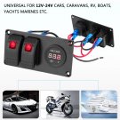 2 Gang 12-24V Red LED Rocker Switch Panel w/ Voltmeter for Car RV Marine Boat