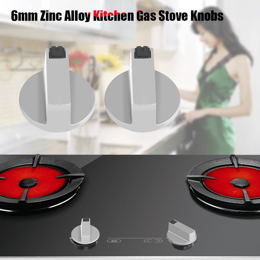 1/5Pair 6mm Home Kitchen Gas Stove Knob Cooker Oven Cooktop Metal Switch Control