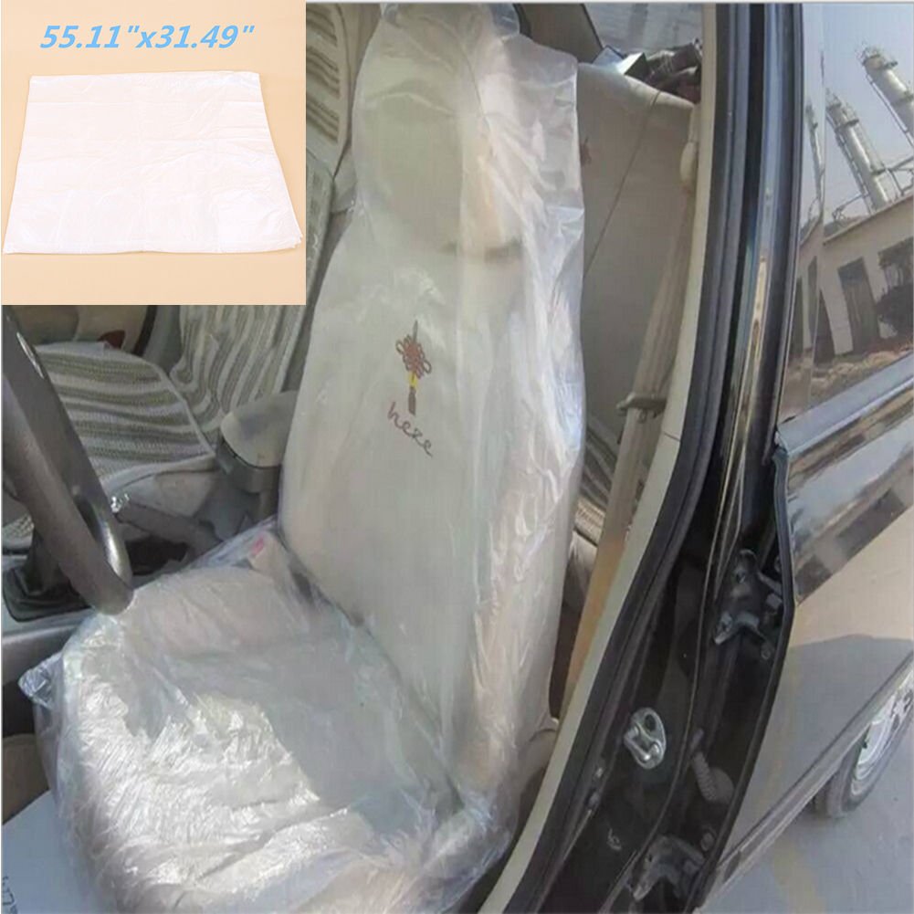 100pcs Pack Car Disposable Plastic Seat Protective Covers Vehicle