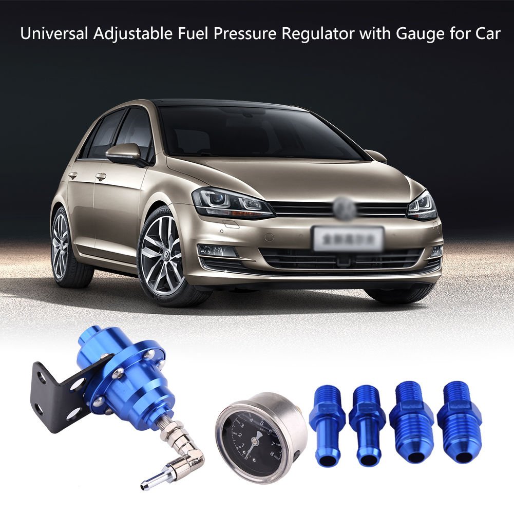 Universal Aluminum Adjustable Fuel Pressure Regulator FPR W/ Gauge for Car Auto