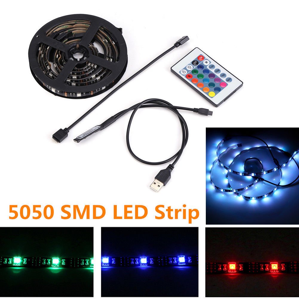 5V USB Powered RGB Colour Change 5050 LED Strip Computer USB TV Backlight Light
