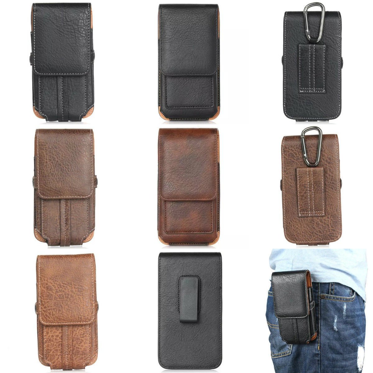 Universal PU Leather Case Cover Pouch Bag Belt Clip Loop Holster For Cell Phone