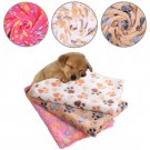 Pet Small Large Warm Paw Print Dog Puppy Cat Fleece Soft Blanket Bed Mat Cushion