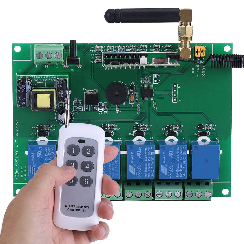 6 channel Relay Module w/Remote Control 6CH RF Realy Transmitter & Receiver Hot