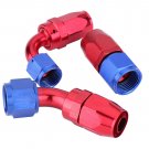 0° 45° 90° AN10 Fuel Line Hose End Swivel Fitting Oil Cooler Adapter Blue & Red