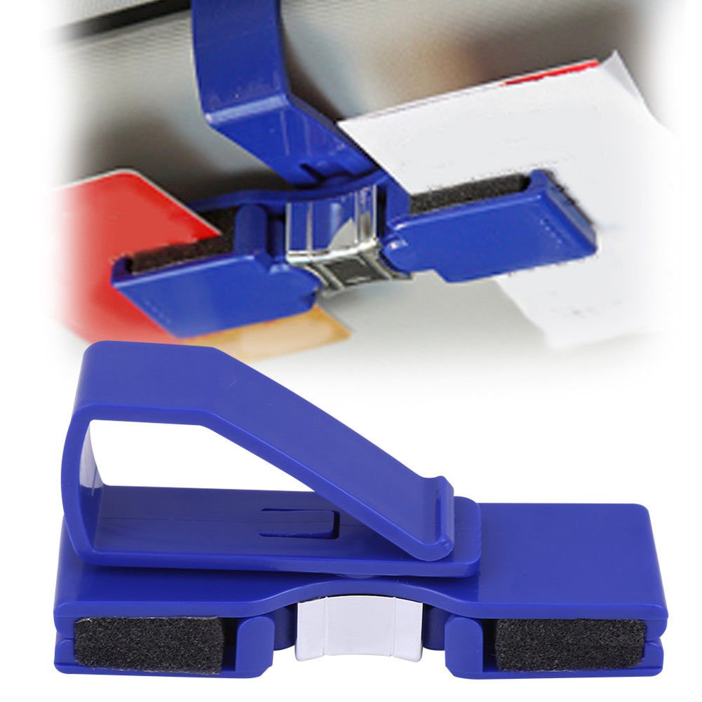 Blue Car Auto Sun Visor Sunglasses Receipt Clip Eye Glasses Ticket Card Holder