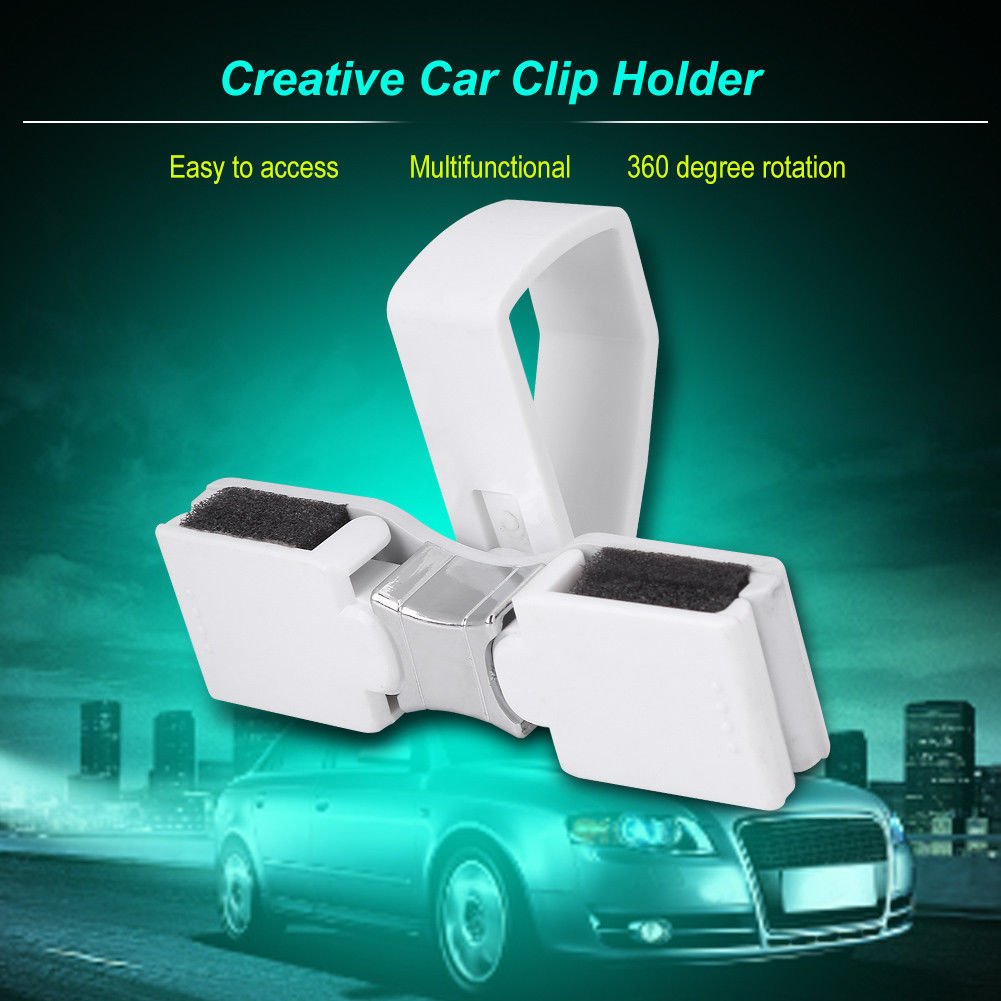 White Car Auto Sun Visor Sunglasses Receipt Clip Eye Glasses Ticket Card Holder