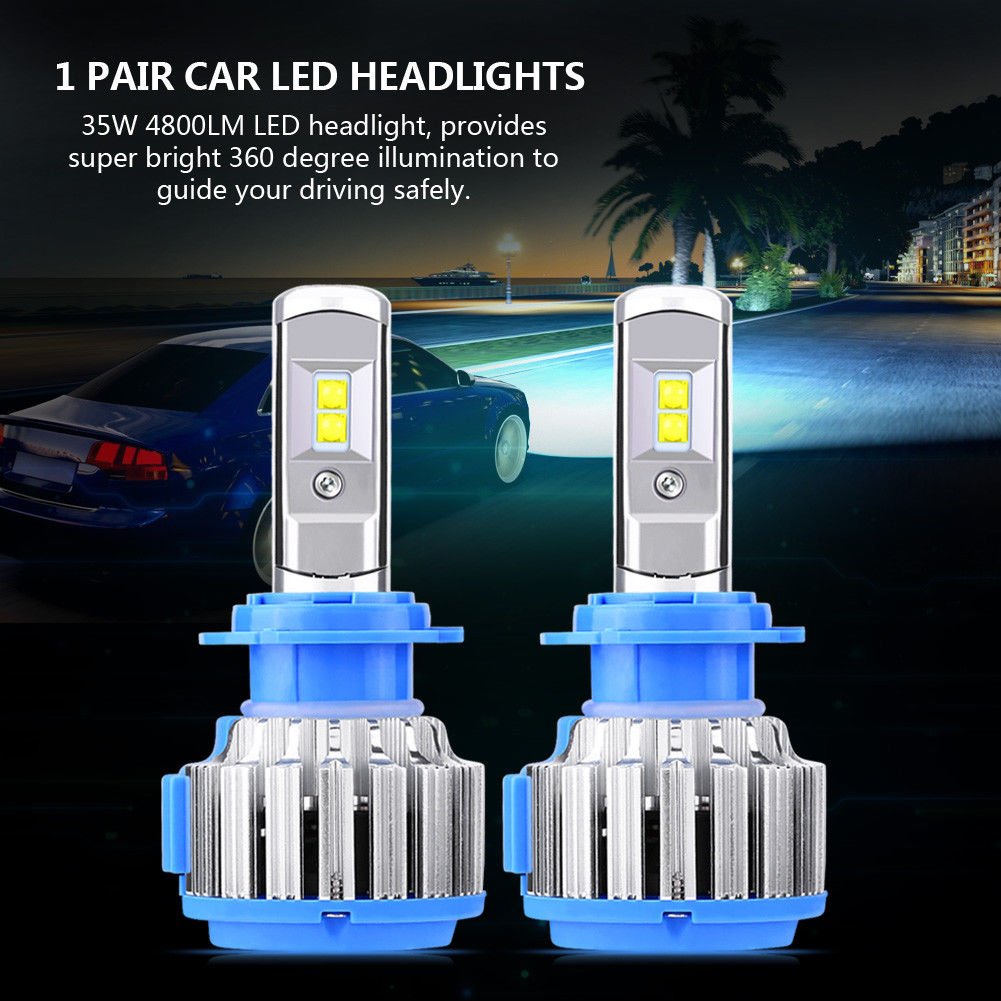 1 Pair H7 70W 9600lm Car LED Headlight Kit Lamp High Low Beam Bulb 6000K White