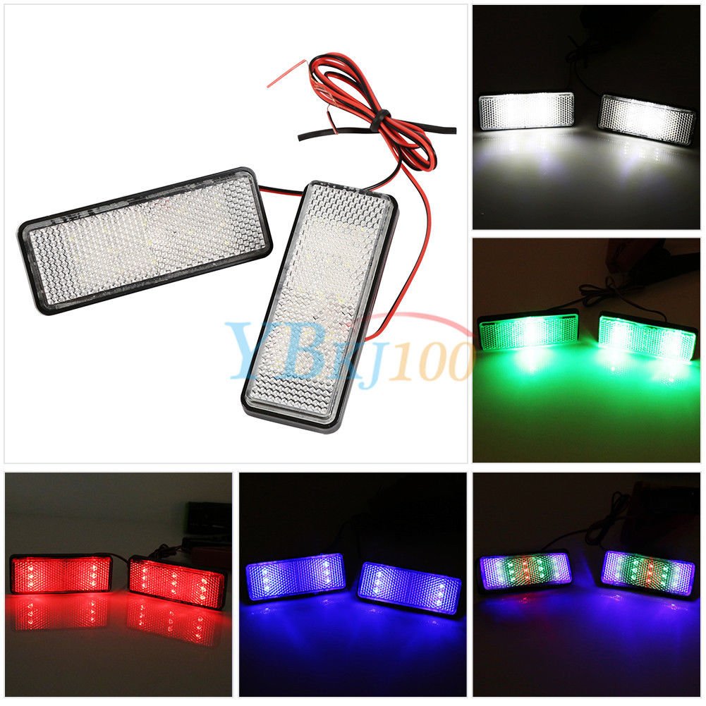 LED Rectangle Strobe Reflector Motorcycle Tail Brake Signal Light New Colorful