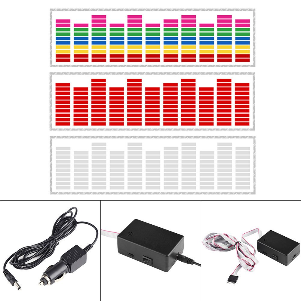Car Sticker Music Rhythm LED Flash Light Lamp Sound Activated Equalizer 12V New