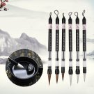 6Pcs/set Piston Water Brush Chinese Calligraphy Pen Soft/Hard Hair L+M+S Durable