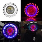 1X Motorcycle LED Headlight Lens Angel Devil Eye Head Lamp Cyclone-Type Blue/Red