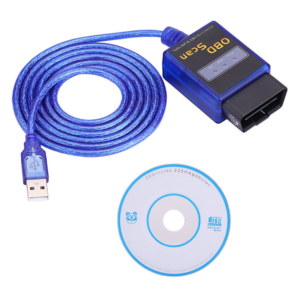 Auto Diagnostic Fault Code Reader USB OBD2 V1.5 Scanner Tool with Cable Disc
