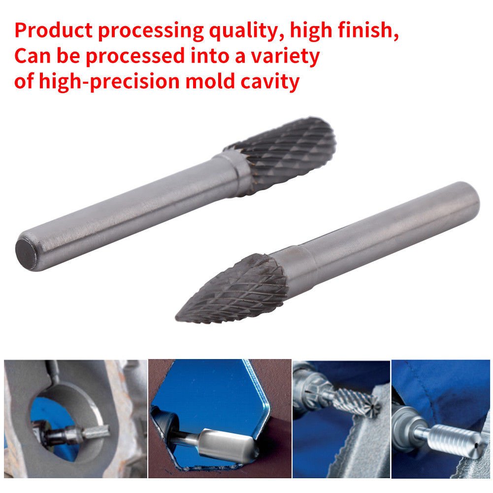 Lot De 5 Fraises Carbure De Tungstène - Queue 6mm, Diamètre 8mm - Pour Meuleuse Droite, Gravure, Ponçage