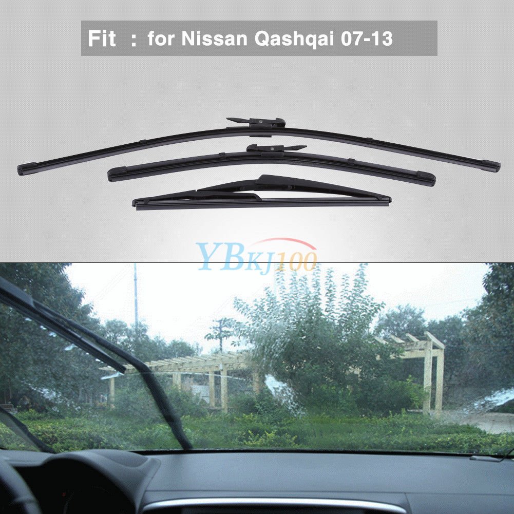 24''/16'' Front + 12'' Rear Windshield Wiper Blades for Nissan Qashqai