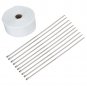Car Motorcycle 10m x 5cm* 1.5mm White Exhaust Pipe Wrap Cloth With 10x Clips