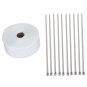 Car Motorcycle 10m x 5cm* 1.5mm White Exhaust Pipe Wrap Cloth With 10x Clips