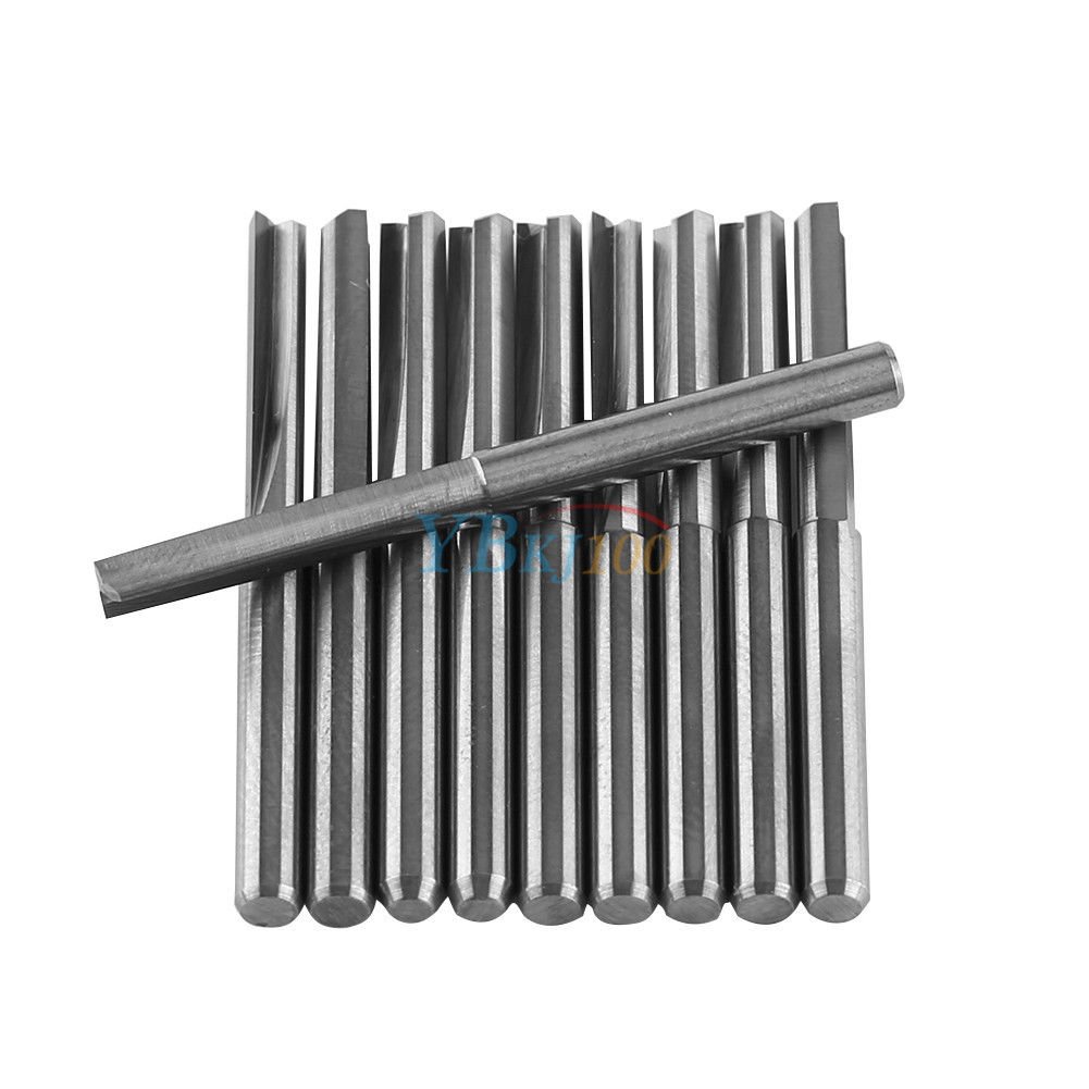 10pcs 3.175mm 22mm Carbide 2 Flute End Mill CNC Router Bits Milling Cutter Tools