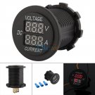 Motorbike 12-24V Dual LED Digital Voltmeter Ammeter Amp Volt Meter Guage Set New