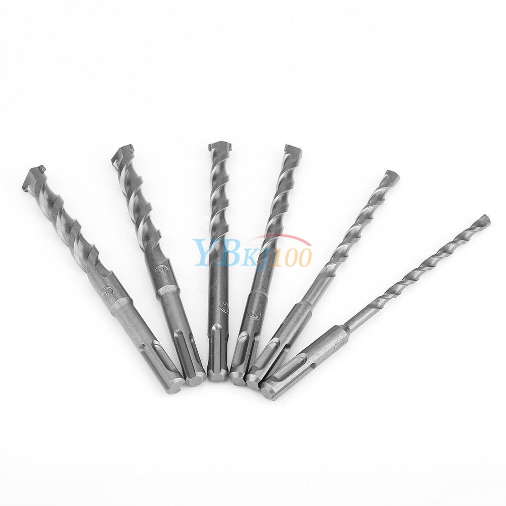 6pc Set SDS Plus Rotary Hammer Concrete Masonary Drill Bore Bit Shank 6-16mm coi