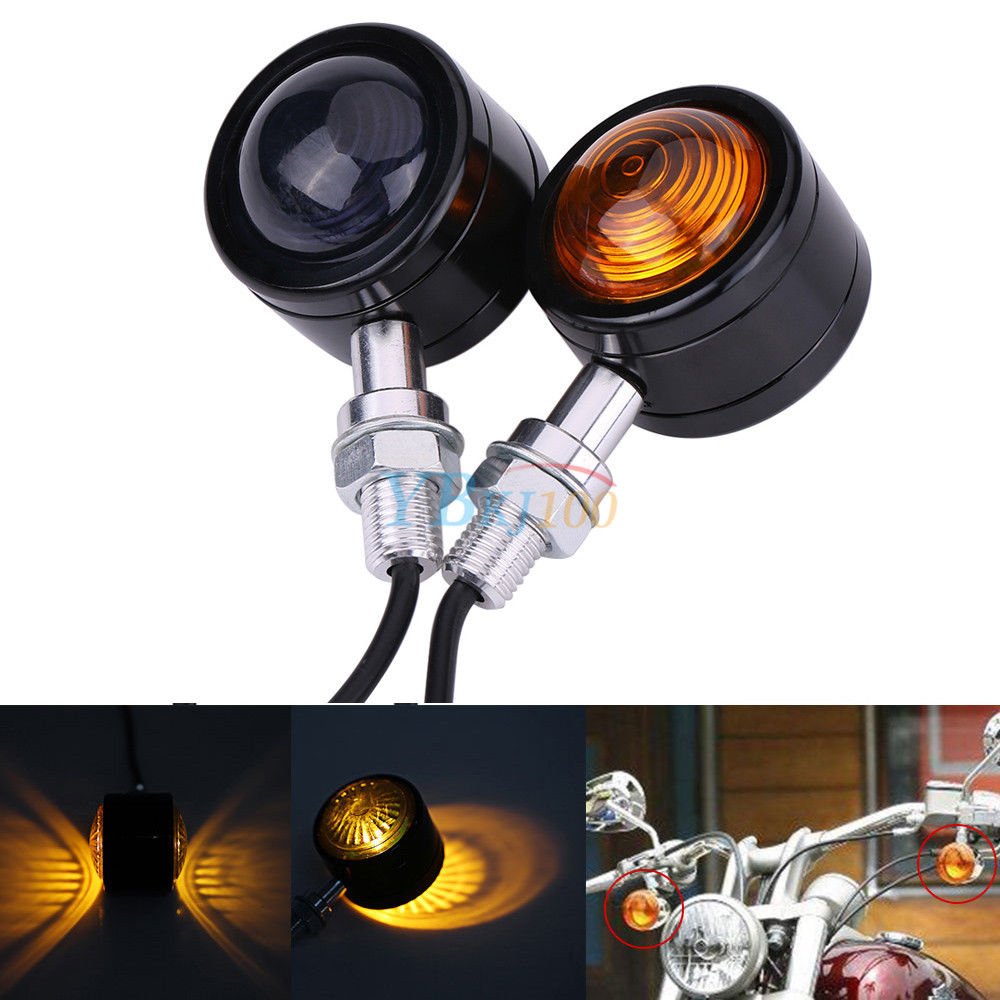 Left&Right Universal Motorcycle Bike Amber LED Turn Signal Light Indicator Lamp